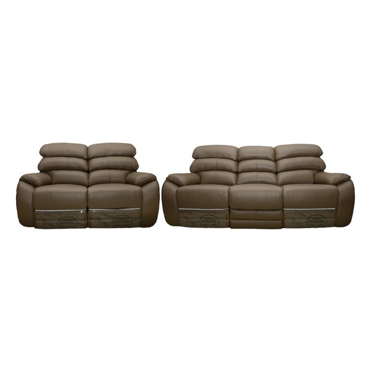 Set canapea 3 locuri si canapea 2 locuri cu reclinere manuale, Md.2701, Piele naturala, B 9922