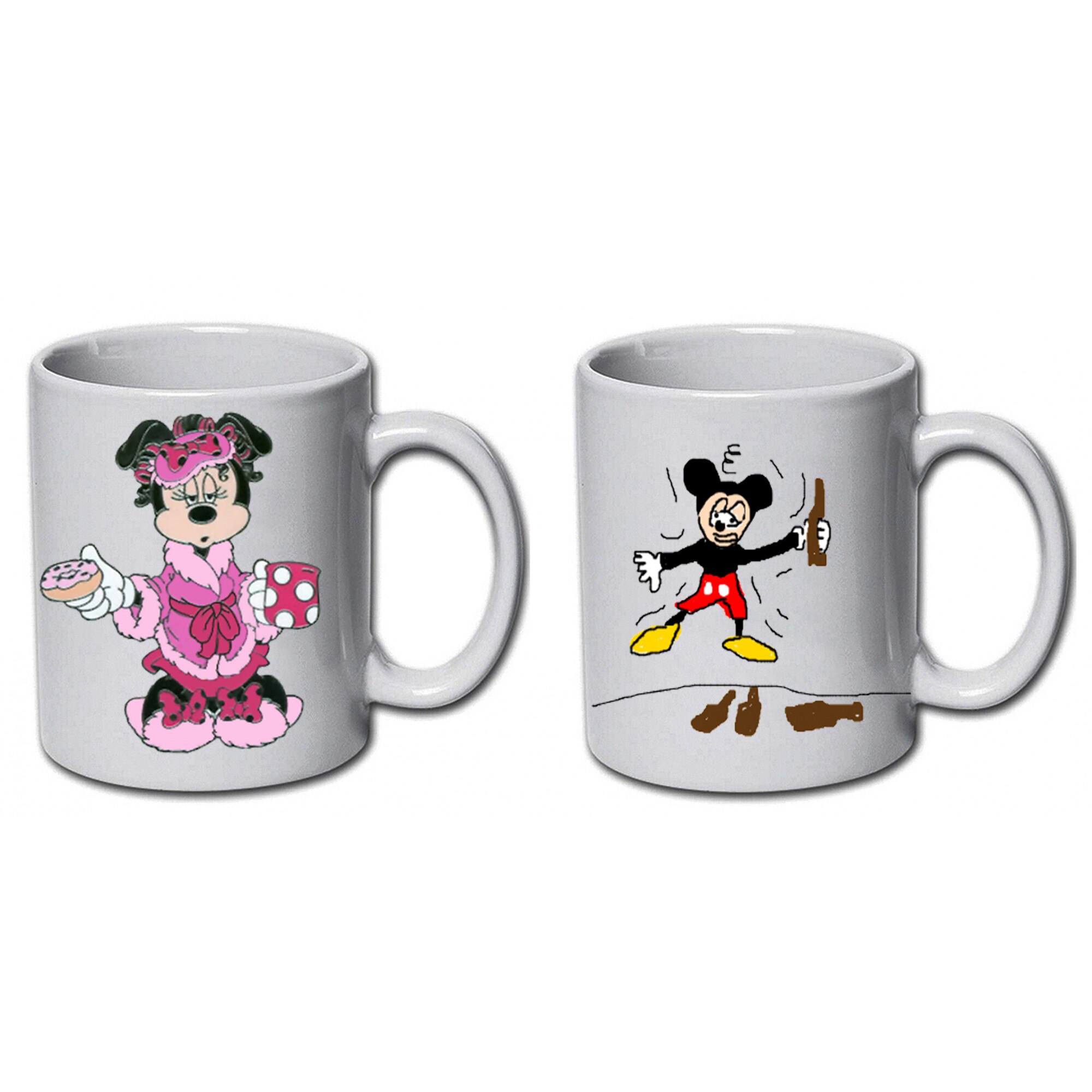 Set cani personalizate Minne & Mickey drunk 