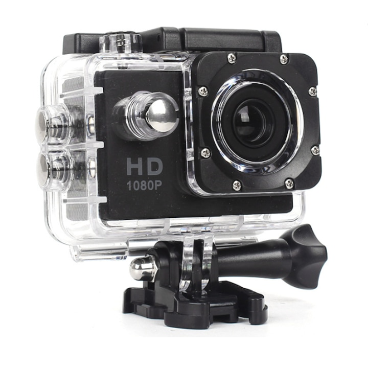 Retoo Sport videokamera, Full HD, Kerékpárhoz és sisakhoz rögzítési tartozékokkal, Víz alatti huzat