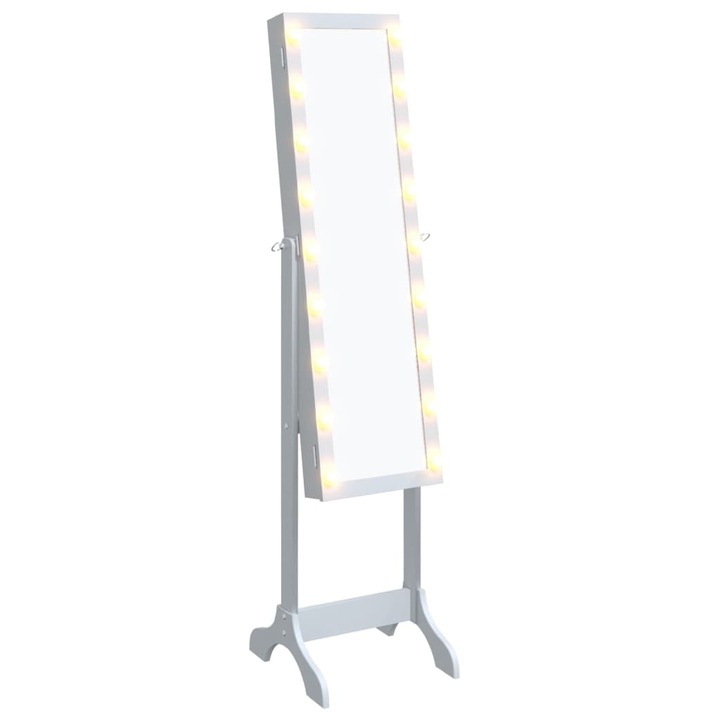 Oglinda de sine statatoare cu LED vidaXL, alb, 34x37x146 cm 351766