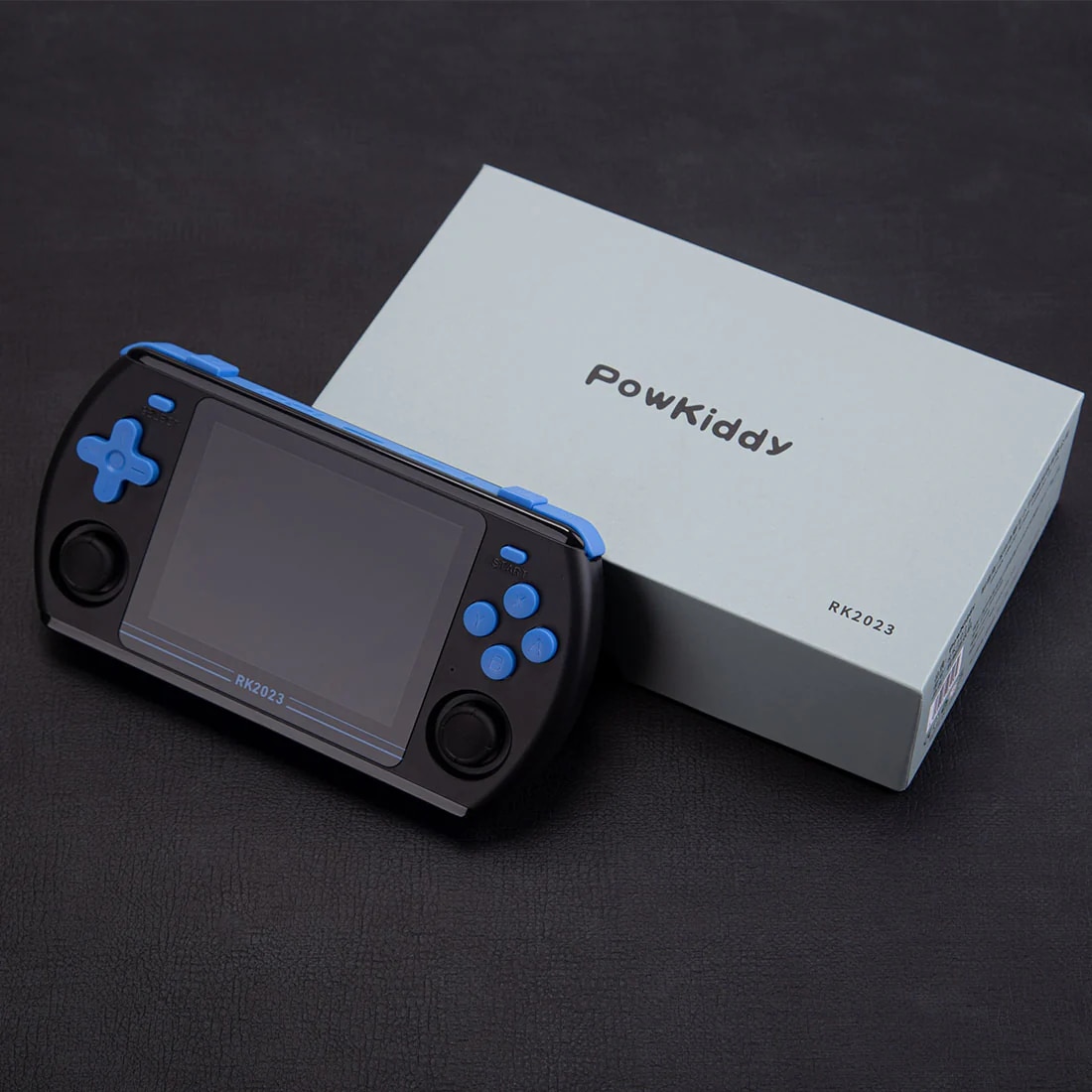 Consola de jocuri retro Powkiddy RK2023 128GB, culoare neagra, portabila, suport pentru 23+ emulatoare retro