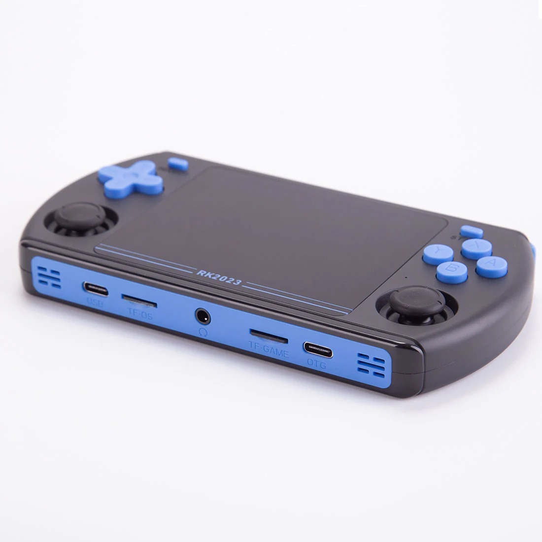 Consola de jocuri retro Powkiddy RK2023 128GB, culoare neagra, portabila, suport pentru 23+ emulatoare retro