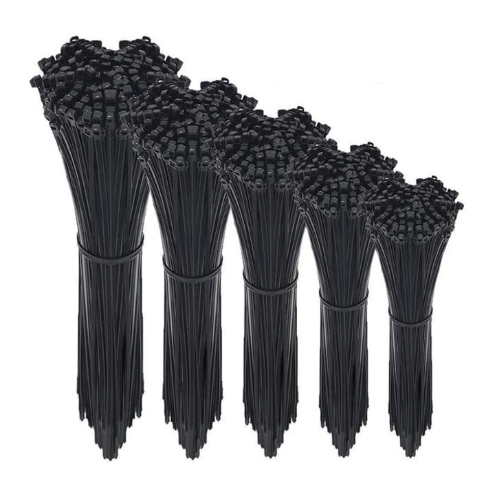 Set 500 legaturi cabluuri, YATOVUR, Nylon, 4/6/8/10/12 inch, Negru