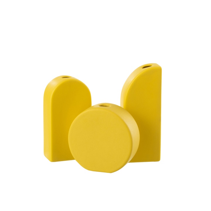 Set 3 Vaze din portelan cu forma moderna si culoare vibranta