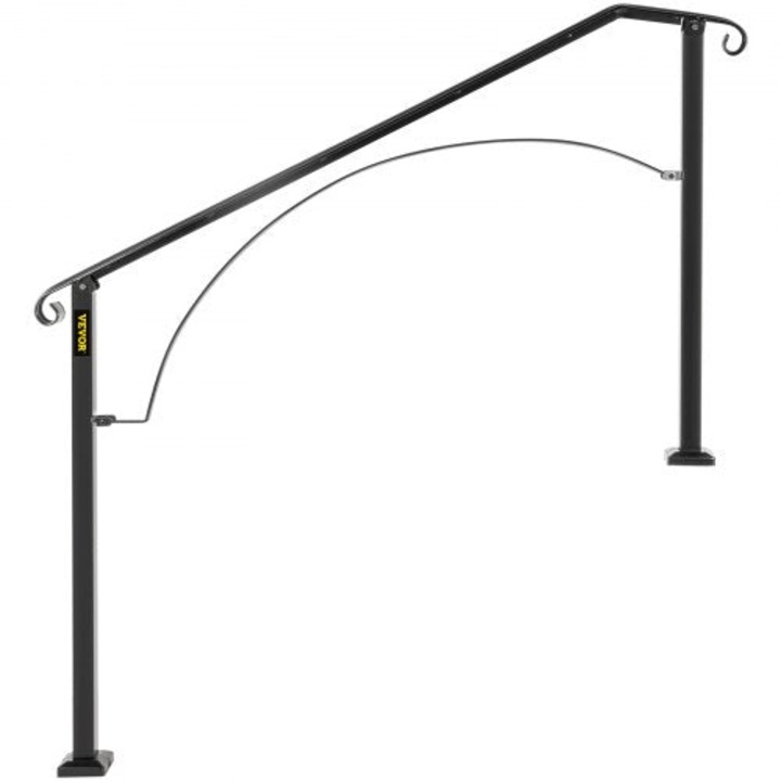 Balustrada din fier forjat, de culoare neagra mata, 142 cm