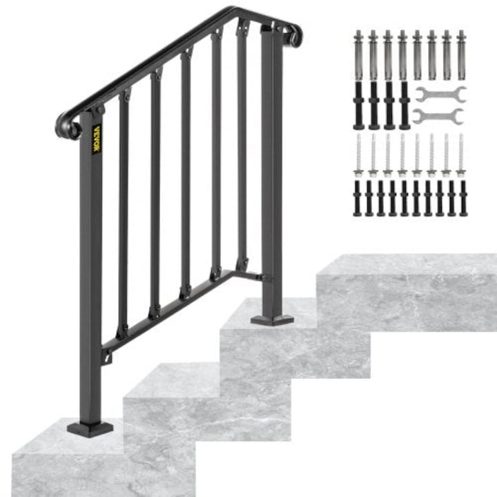 Balustrada din fier forjat, 71 cm, neagra