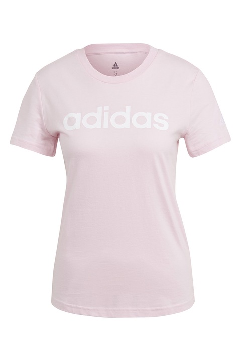 adidas Sportswear, Тениска Essentials по тялото с лого, Бял/Пастелнорозов