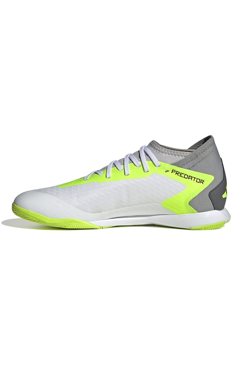 adidas Performance, Pantofi cu insertii sintetice, pentru fotbal Predator Accuracy, Alb/Verde lime/Negru