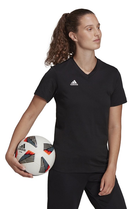 adidas Performance, Tricou cu decolteu in V, pentru fotbal, Negru