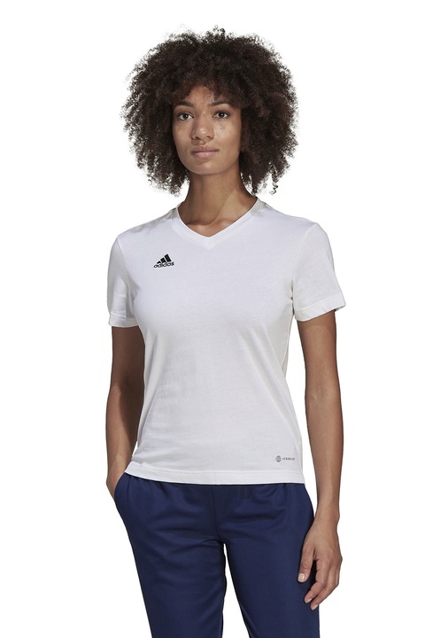 adidas Performance, Tricou cu decolteu in V, pentru fotbal, Alb optic