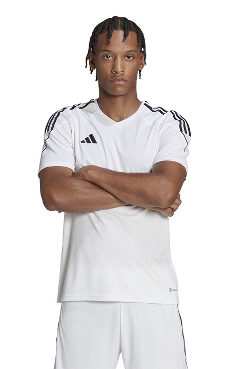 adidas Performance, Футболна тениска Tiro с шпиц, Бял/Черен