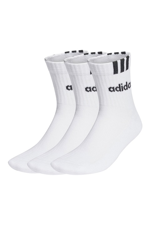 adidas Performance, Set de sosete scurte unisex, cu logo - 3 perechi, Alb