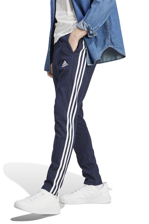 adidas Sportswear, Húzózsinóros szabadidőnadrág kontrasztos oldalcsíkokkal, Fehér/Tengerészkék