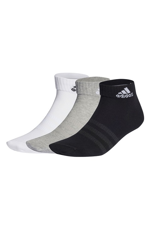 adidas Performance, Set de sosete scurte unisex - 3 perechi, Alb/Negru/Gri