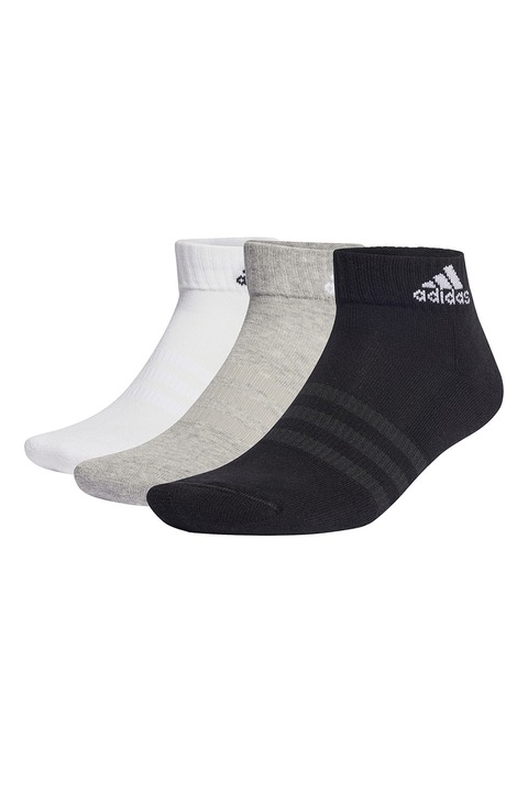 adidas Performance, Унисекс къси чорапи - 6 чифта, Бял/Черен/Сив меланж