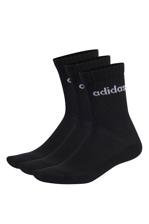 adidas Performance, Set de sosete lungi unisex cu striatii - 3 perechi, Negru
