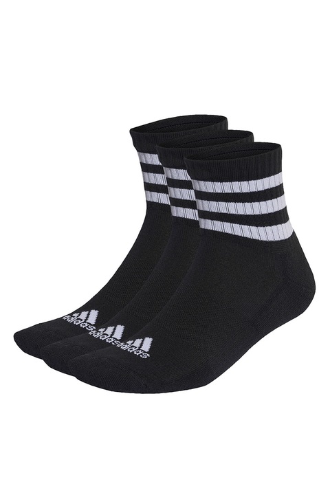 adidas Performance, Set de sosete scurte unisex in dungi - 3 perechi, Negru