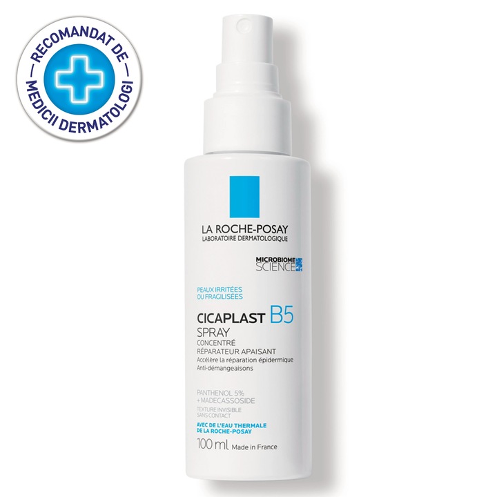 Spray concentrat reparator si calmant La Roche-Posay Cicaplast B5 ce accelereaza repararea epidermica, 100 ml