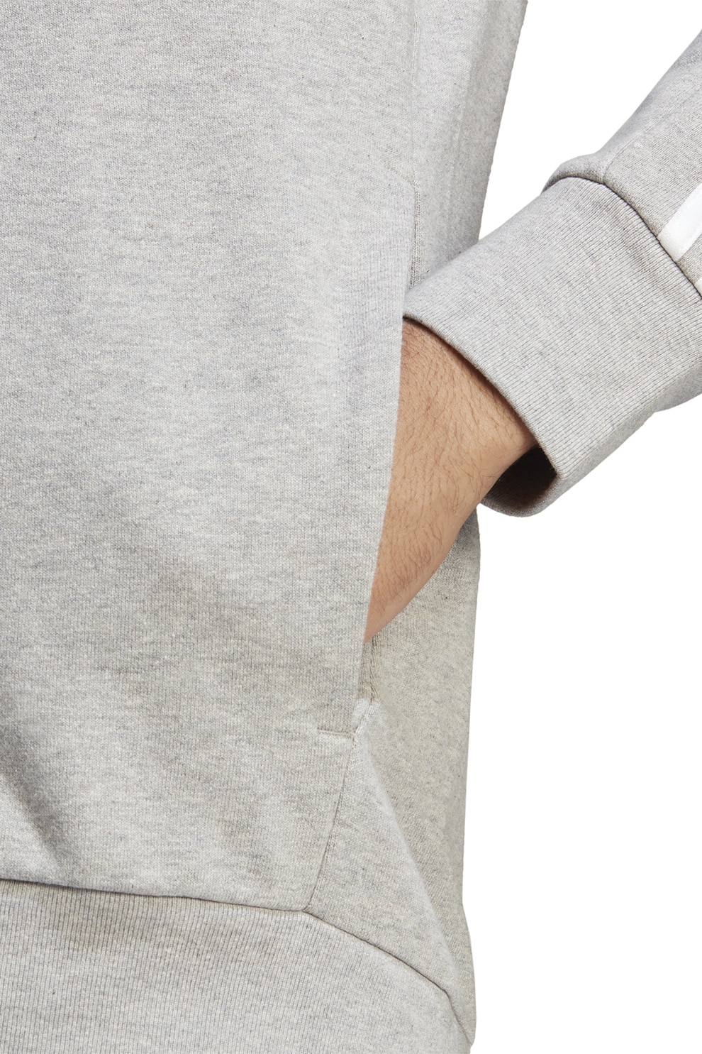 adidas Sportswear, Hanorac din bumbac cu fermoar Essentials 3-Stripes, Gri  deschis melange, L