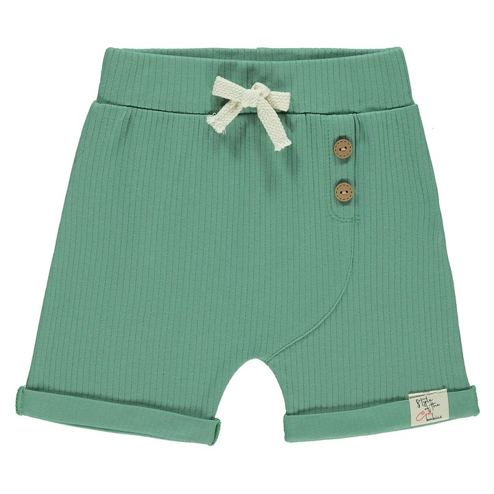 Pantaloni scurti COOL BABIES pentru copii/baietei, ERAKIDS, talie elastica cu snur de ajustare, nasturi decorativi, 100% bumbac premium, Verde