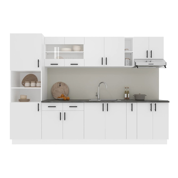 Set Bucatarie haaus Karo V26, Alb, Blat Thermo 28 mm, L 300 cm