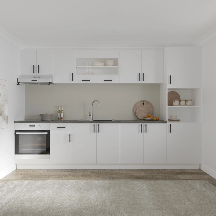 Set Bucatarie haaus Karo V30, Alb, Blat Thermo 28 mm, L 320 cm