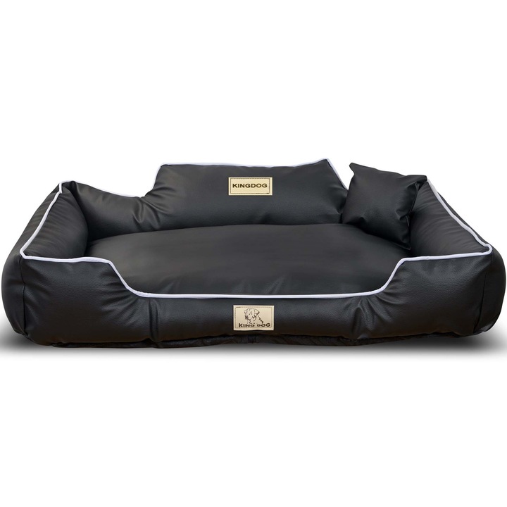 Pat Pentru Caine, Edanti, Antiderapant, Demontabil, Kingdog, 115X95 Cm, Negru, Eco Piele