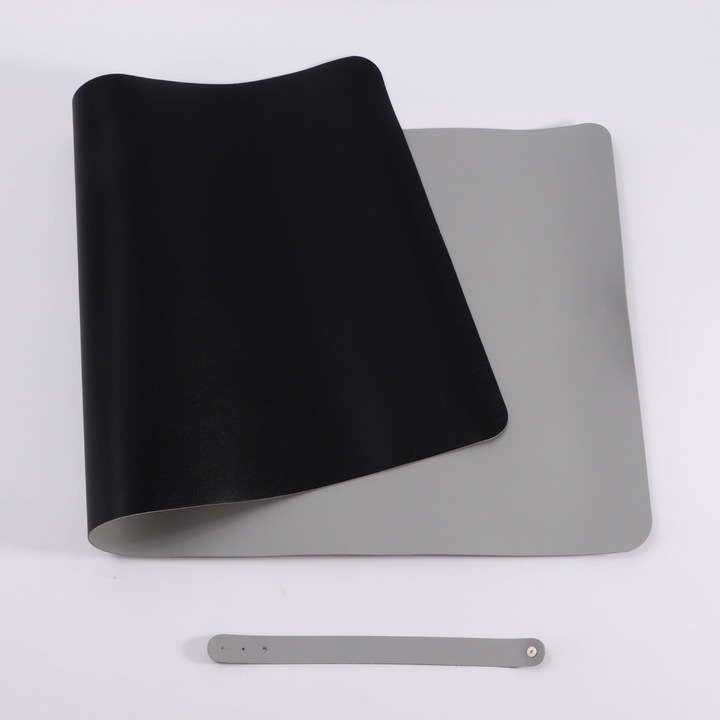 Mousepad, SIHOiSi, Piele PU cu doua fete, 80×40 cm, Negru si Gri
