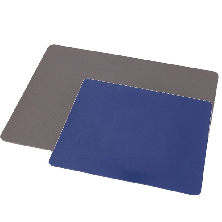 Set de mousepad, SIHOiSi, Din piele PU, 25×21cm, 80×42cm, Gri/Albastru