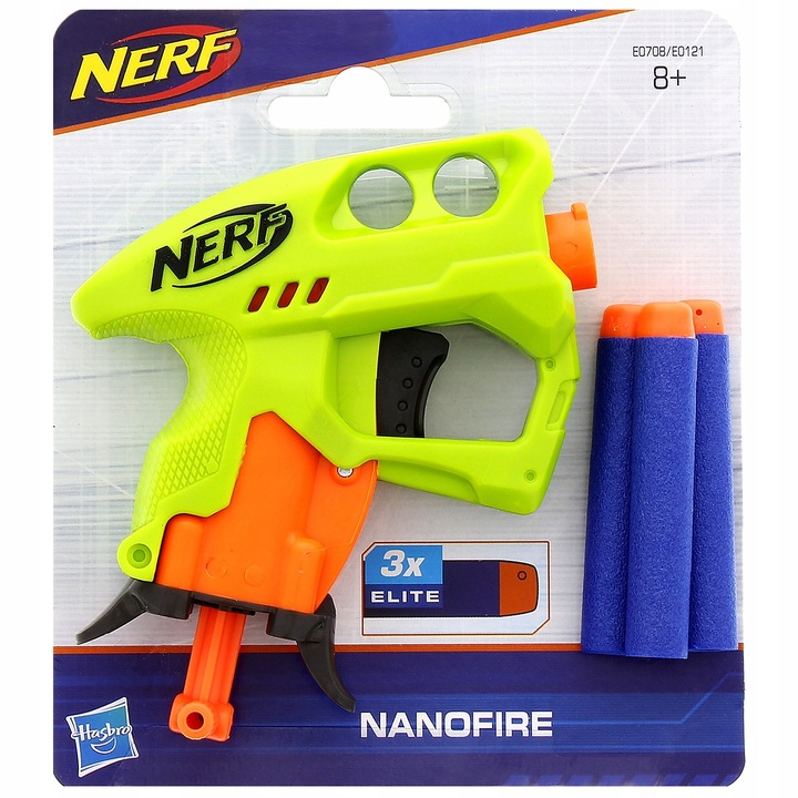 Играчка пистолет, Nerf, пластмаса/пяна, 12 см, многоцветен