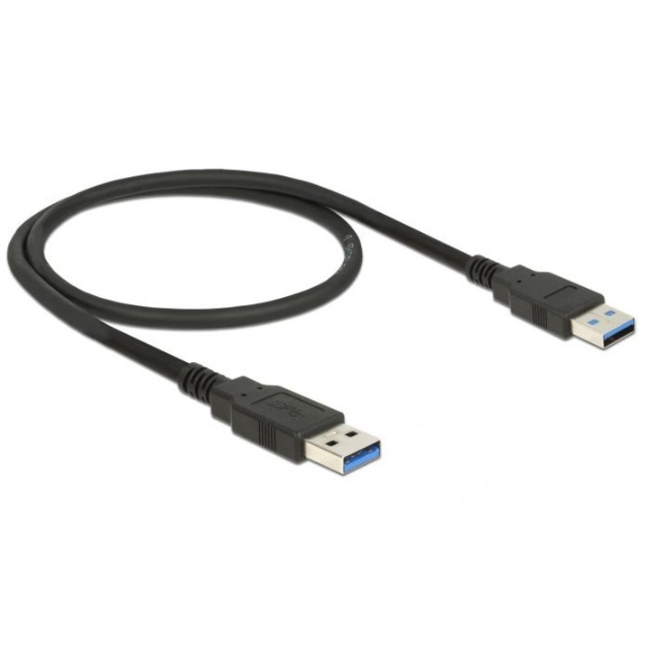Cablu USB, DeLock, 2.0, A tata, 0.5 m, Negru