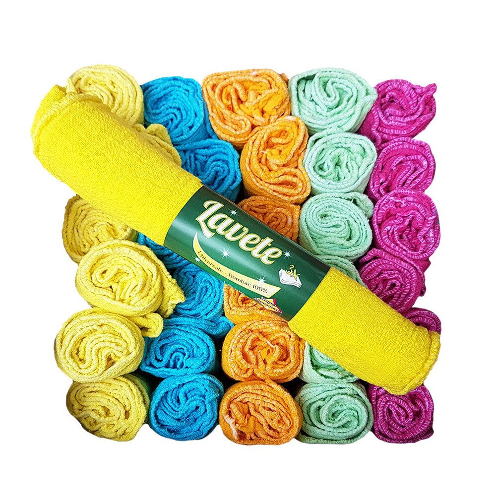 Bax 90 lavete super-absorbante 100% bumbac, 3 lavete/rola x 30 role: 90 buc.