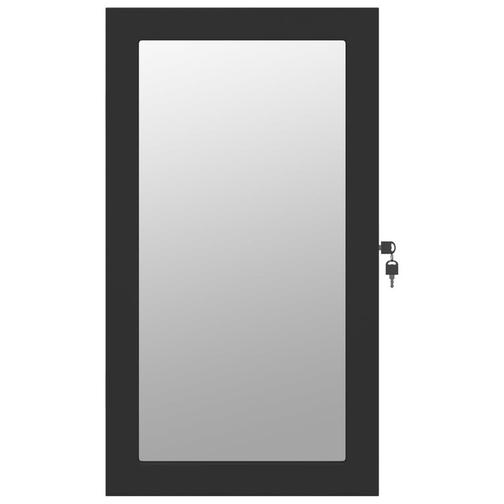 VidaXL fekete falra szerelhető tükrös ékszerszekrény LED fényekkel 353230