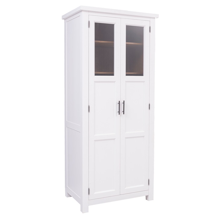 Dulap de camara, sertare pe sine metalice, culoare interior maro P084, culoare exterior alb P004, dublu color 100% lemn masiv