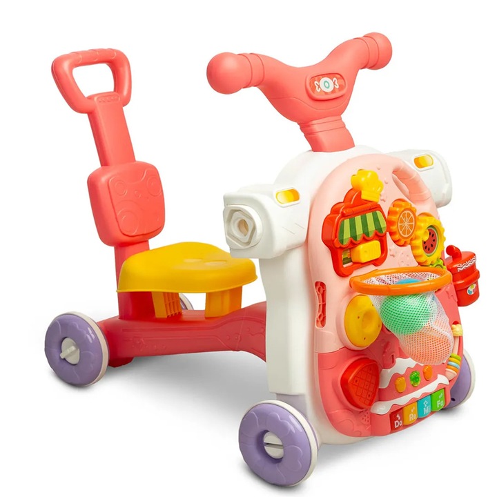 5 в 1 многофункционална проходилка за деца 12 месеца+ Toyz 393841, Розов