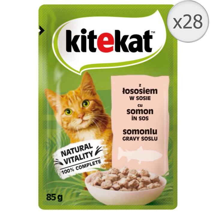 Мокра храна за котки Kitekat, Сьомга в сос 28x85 гр