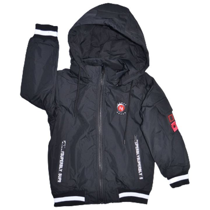 Geaca cu gluga pentru baieti Happy House HB-9010-164-170, Negru 101531