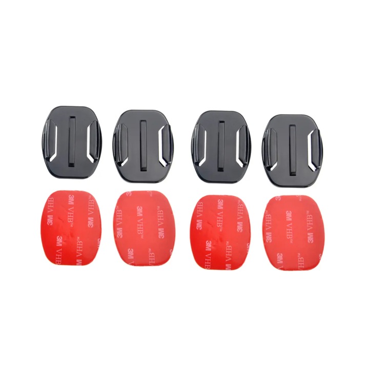 Prindere cu banda adeziva 3M quick-release, drepte, 4 seturi (pentru suprafata drepta) pentru camere sport GoPro Hero Session Mini Max Mini, DJI, insta360