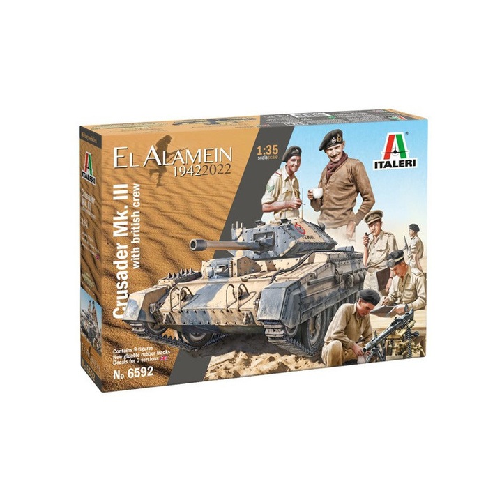 Macheta militara, Italeri, Model Tanc, I6592, 1:35, CRUSADER Mk.III cu BRITISH TANK CREW