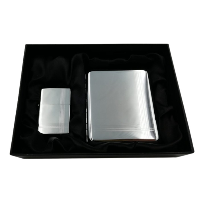 Set bricheta si tabachera, Gentelo, Argintiu