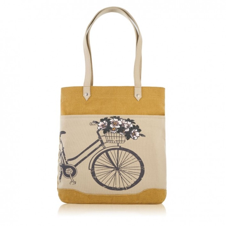 Geanta de umar pentru femei, Paolo Peruzzi, Panza, Bej/Galben