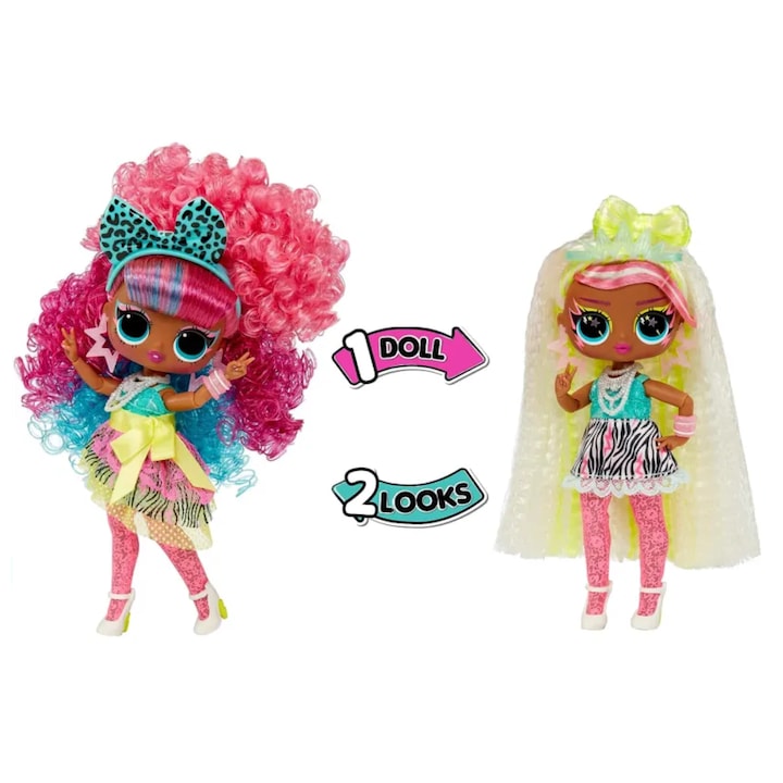 LOL Surprise Tweens baba, Cserélje ki a fürtöket - Crimps Cora Fashion Doll, 2 különböző stílus és fejcsere funkció, 20+ meglepetés