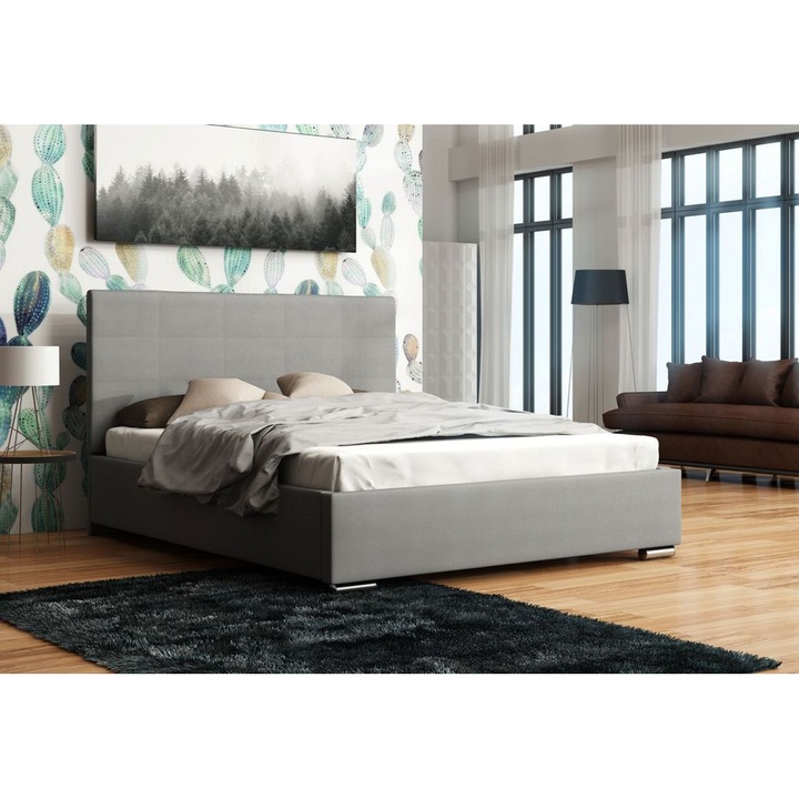 Nasty 4 kárpitozott ágy + ágyrács, sofie 23, 180x200 cm, szürke