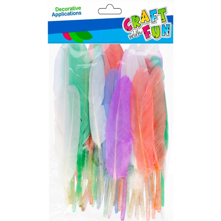 Set 50 de pene, Craft with Fun, 8/12mm, Multicolor