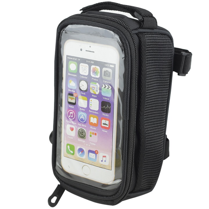 Geanta pentru bicicleta, ProFex Nevada 207, suport smartphone 5.7", negru,18x9.5x8.5cm