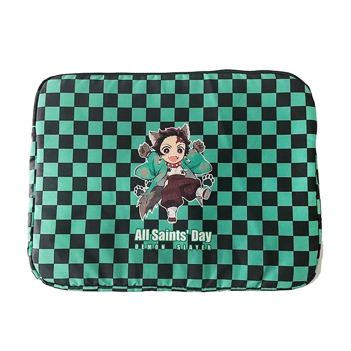 Laptop táska, nejlon, vízálló, 17,3"-os laptoppal kompatibilis, zöld/fekete