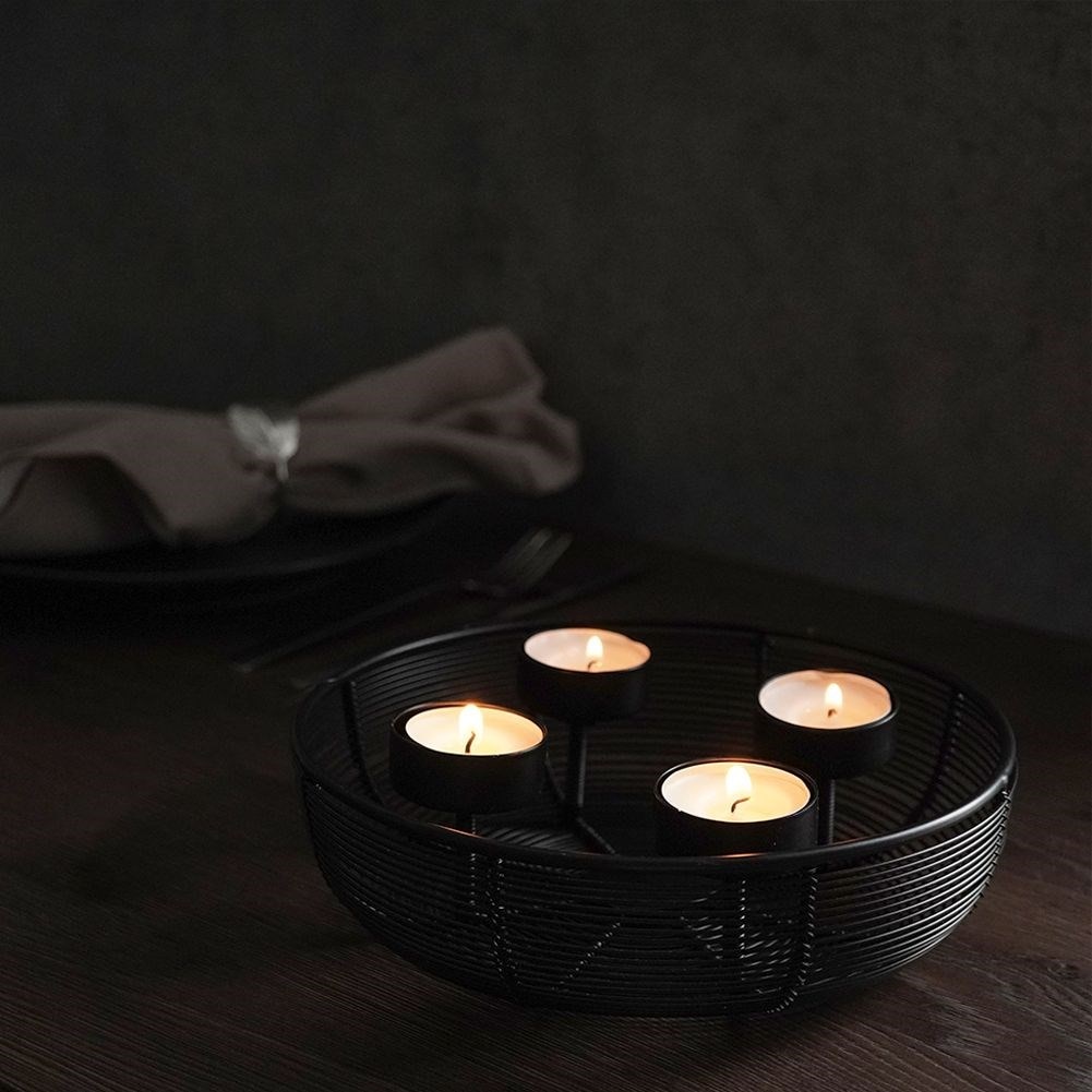 Set de 3 Candele Decorative din Metal Utilizate ca Suport pentru Lumanari,  SmartProduct, Culoare Negru 