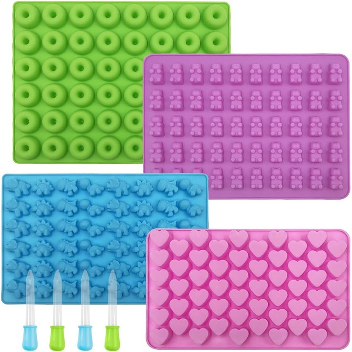 Set 4 accesorii pentru prajituri, Vine cu 4 picuratoare, Silicon, Multicolor