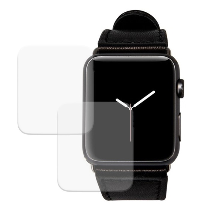 Комплект от 2 x фолио, съвместимо с Apple Watch 1 42 mm, Commando Shield Full Glue, регенерируем силиконов хидрогел, против удар и против счупване, SlimLine NanoShield, прозрачен