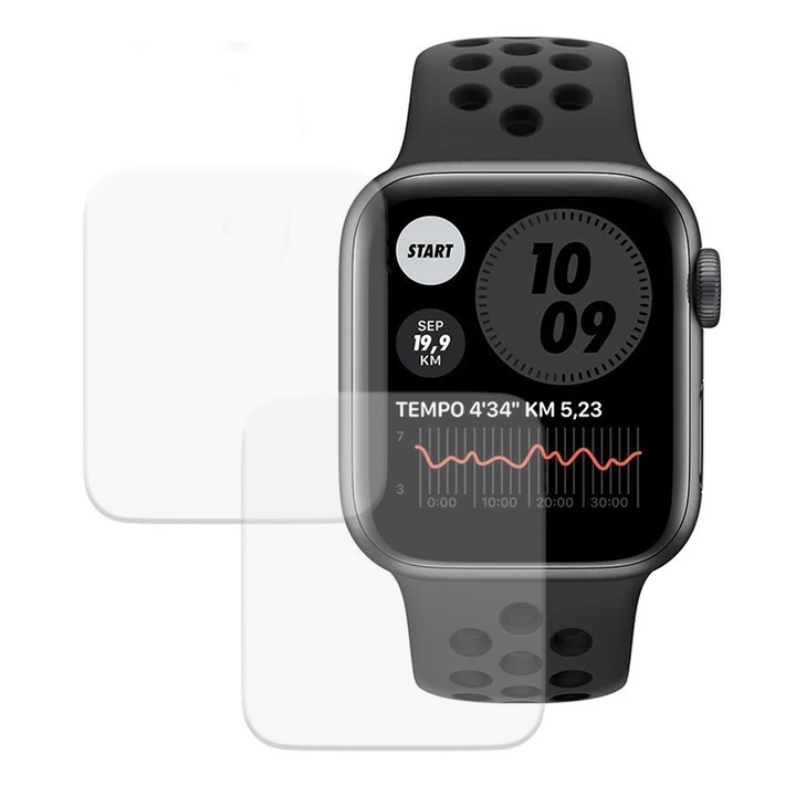 Комплект от 2 x фолио, съвместимо с Apple Watch 6 40 mm, Commando Shield Full Glue, регенерируем силиконов хидрогел, против удар и против счупване, SlimLine NanoShield, прозрачен